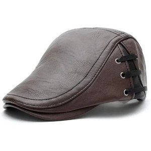 New Men's Leather Newsboy Cap Ivy Gatsby Flat Golf Driving Hunting Hat